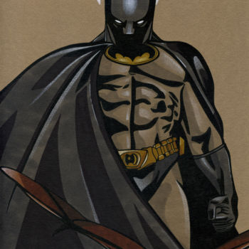 Desenho intitulada "The Batman" por David Herbouiller, Obras de arte originais, Tinta Montado em Cartão