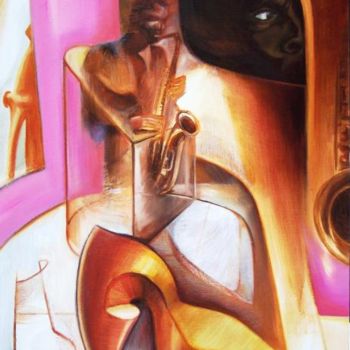 Painting titled "Coltrane's beat" by David Huet, Original Artwork, Oil