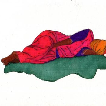 Dessin intitulée "Sommeil recouvert 2" par David Blandin, Œuvre d'art originale
