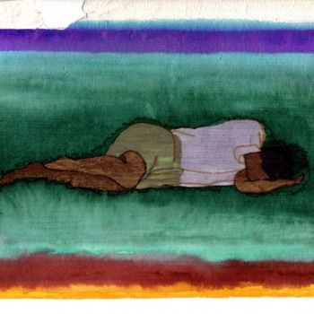 Dessin intitulée "Sommeil en couleurs" par David Blandin, Œuvre d'art originale