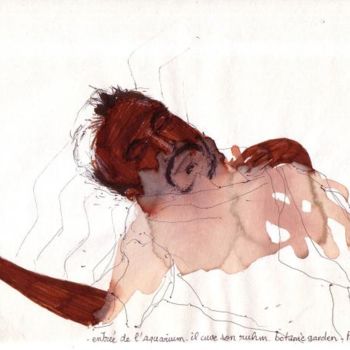 Dessin intitulée "Sommeil ivre 2" par David Blandin, Œuvre d'art originale