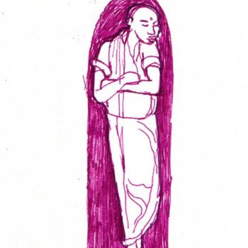 Drawing titled "Sommeil meditation" by David Blandin, Original Artwork