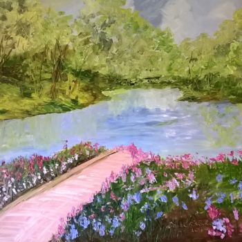 Pintura titulada "FORMAL GARDEN WITH…" por David Cade, Obra de arte original, Oleo