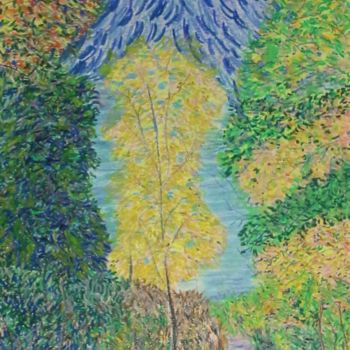 Peinture intitulée "BIRCH TREE IN AUTUMN" par David Cade, Œuvre d'art originale, Pastel