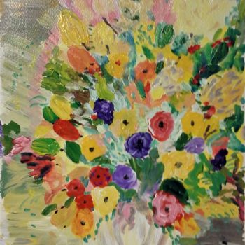 Painting titled "FLORAL ONE" by David Cade, Original Artwork, Acrylic