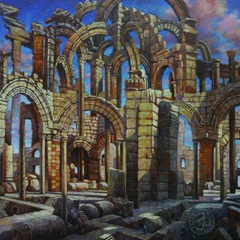 Pittura intitolato "ruines-aberrantes-i…" da David Lefebvre, Opera d'arte originale, Olio