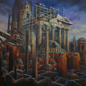 Картина под названием "les-villes-invisibl…" - David Lefebvre, Подлинное произведение искусства, Масло