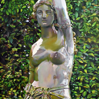 Painting titled "La Fontaine aux Ois…" by David Le Pichon, Original Artwork, Oil
