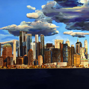 Painting titled "Manhattan" by David Le Pichon, Original Artwork, Oil