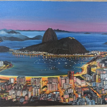 Painting titled "Rio de Janeiro Land…" by David Lino, Original Artwork, Oil