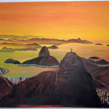 Pittura intitolato "Rio de Janeiro  Oil…" da David Lino, Opera d'arte originale, Acrilico
