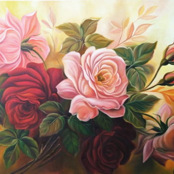 Schilderij getiteld "Oil Flower Paintings" door David Lino, Origineel Kunstwerk, Olie