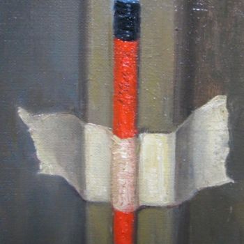Painting titled "Red Pencil" by David Moreschi, Original Artwork