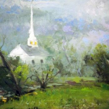 Painting titled "Church Early Mornin…" by David Moreschi, Original Artwork
