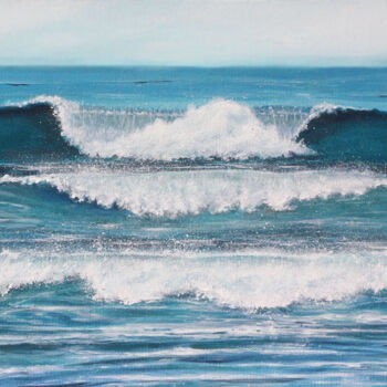 Schilderij getiteld ""Ocean waves" peint…" door David Quant, Origineel Kunstwerk, Acryl