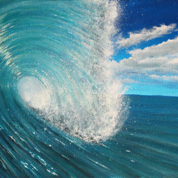Peinture intitulée ""Vague océane" pein…" par David Quant, Œuvre d'art originale, Acrylique