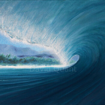 Painting titled "Peinture "vague haw…" by David Quant, Original Artwork, Oil