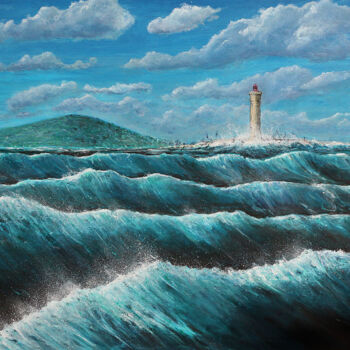 Painting titled "Tempête en Méditerr…" by David Quant, Original Artwork, Acrylic