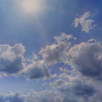 Pintura intitulada "Clouds on the Breeze" por David Tracey, Obras de arte originais, Acrílico Montado em Painel de madeira