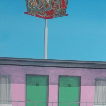 Peinture intitulée "Pink Hotel" par David Troughton, Œuvre d'art originale