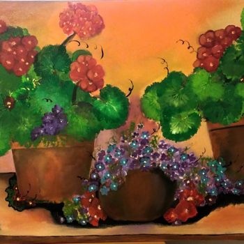 Pintura titulada "Bodegón de Begonias" por Davileine Borrego, Obra de arte original, Acrílico