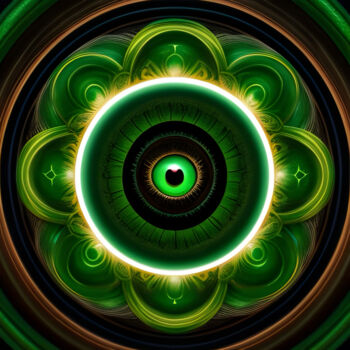 Digitale Kunst getiteld "Green Dragon Eye Ab…" door Davina Dugnas, Origineel Kunstwerk, Digitaal Schilderwerk