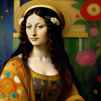 Grafika cyfrowa / sztuka generowana cyfrowo zatytułowany „Mona Lisa in Flower…” autorstwa Davina Dugnas, Oryginalna praca, 2…