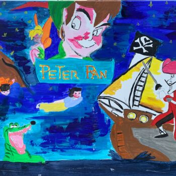 Schilderij getiteld "Peter Pan" door Davina Lallemand, Origineel Kunstwerk, Acryl