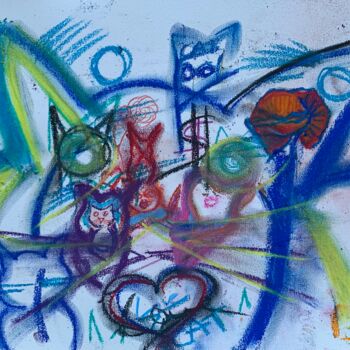Рисунок под названием "Cat" - Davina Lallemand, Подлинное произведение искусства, Пастель