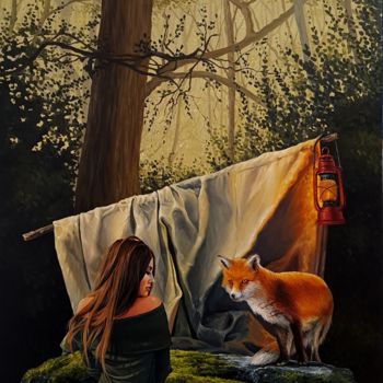 Peinture intitulée ""Fox"" par Davor Aradjanin, Œuvre d'art originale, Huile
