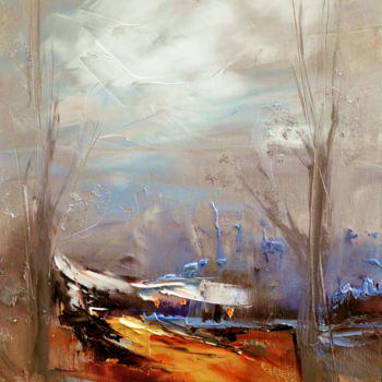 Painting titled "Way home" by Dawid Figielek, Original Artwork, Oil