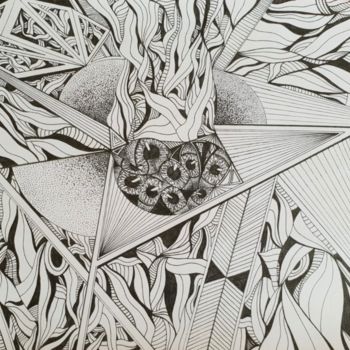 Drawing titled "Eyes" by Dawid Fly, Original Artwork, Ballpoint pen