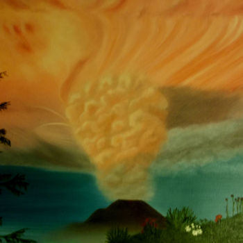 Pittura intitolato "Calbuco Sunset" da Dawn Radloff, Opera d'arte originale, Olio