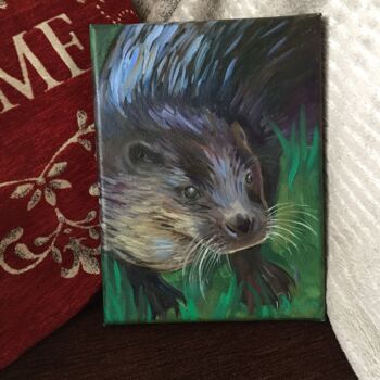 Картина под названием "Otter" - Dawn Rodger, Подлинное произведение искусства, Масло
