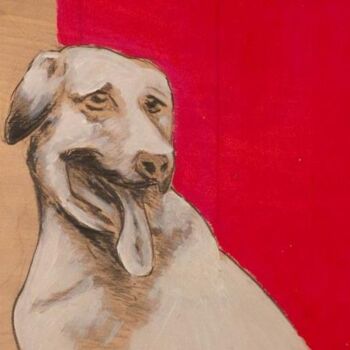 Drawing titled "Pink Dog" by Dawn Saunders Dahl, Original Artwork