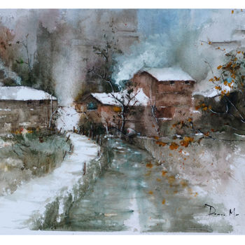 Malerei mit dem Titel "Original Watercolor…" von Lilou.Online Fine Arts Mangeart, Original-Kunstwerk, Aquarell