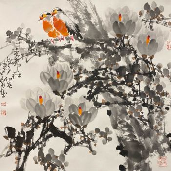 Schilderij getiteld "Spring stays always…" door Dayou Lu, Origineel Kunstwerk, pigmenten