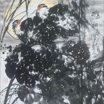 Painting titled "Loverly couple 双栖 （…" by Dayou Lu, Original Artwork, Pigments