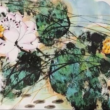 「Peaceful in the lot…」というタイトルの絵画 Dayou Luによって, オリジナルのアートワーク, 顔料
