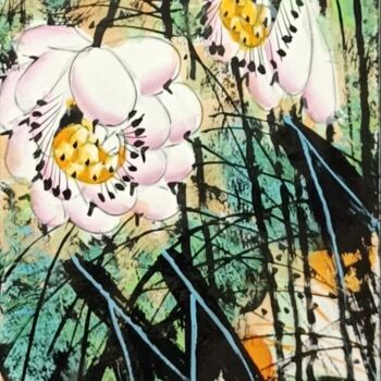 Ζωγραφική με τίτλο "Sense the Lotus 品荷…" από Dayou Lu, Αυθεντικά έργα τέχνης, Χρωστικές ουσίες