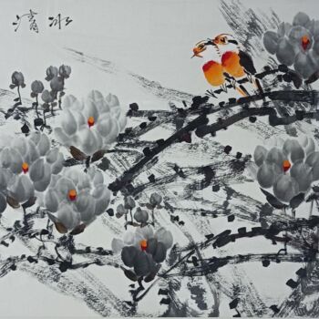 Pintura intitulada "Pure white 冰清玉洁 （No…" por Dayou Lu, Obras de arte originais, Pigmentos