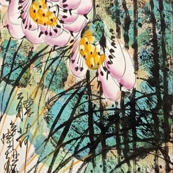Painting titled "Listen to the Lotus…" by Dayou Lu, Original Artwork, Pigments