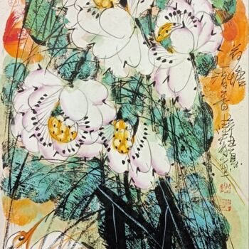 Pintura intitulada "Fragrance of lotus…" por Dayou Lu, Obras de arte originais, Pigmentos