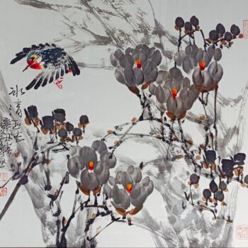Peinture intitulée "Pure white 冰清玉洁 （No…" par Dayou Lu, Œuvre d'art originale, Pigments