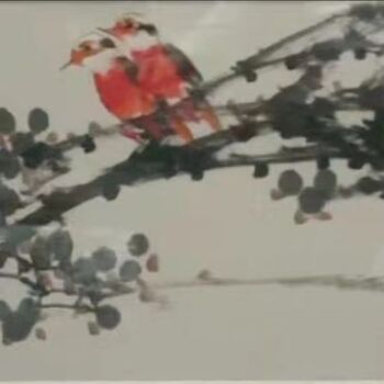 Pittura intitolato "Warm spring 春融融 （No…" da Dayou Lu, Opera d'arte originale, pigmenti