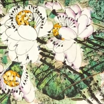 Pintura intitulada "Beautiful rhythm in…" por Dayou Lu, Obras de arte originais, Pigmentos