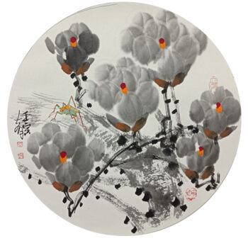 Ζωγραφική με τίτλο "Magnolia 玉兰 （No.169…" από Dayou Lu, Αυθεντικά έργα τέχνης, Χρωστικές ουσίες