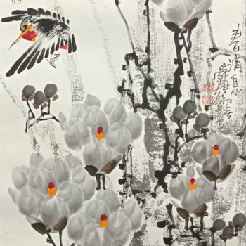 Painting titled "Spring message 春消息…" by Dayou Lu, Original Artwork, Pigments