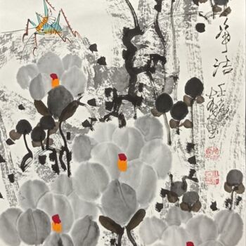 Painting titled "Pure white 净洁 （No.1…" by Dayou Lu, Original Artwork, Pigments