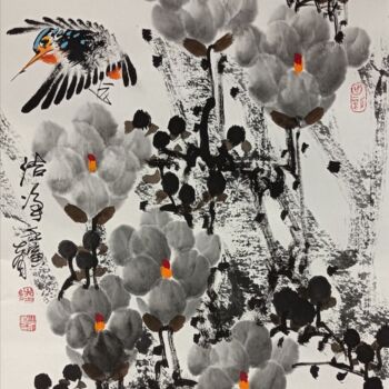 「Pure white 洁净 （No.1…」というタイトルの絵画 Dayou Luによって, オリジナルのアートワーク, 顔料